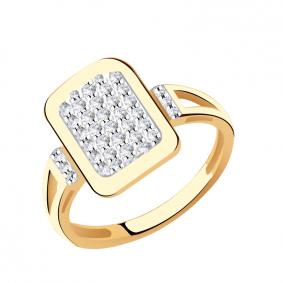 Золотое кольцо AQUAMARINE 62358А с фианитом 62358А фото