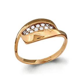 Золотое кольцо AQUAMARINE 62368А с фианитом 62368А фото