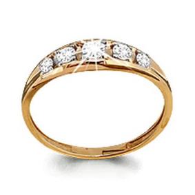 Золотое кольцо AQUAMARINE 62430 с фианитом и Swarovski 62430 фото