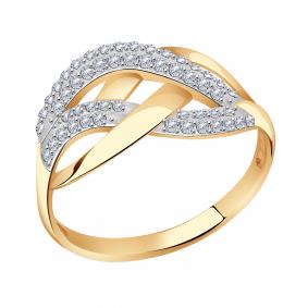 Золотое кольцо AQUAMARINE 62488А с фианитом 62488А фото