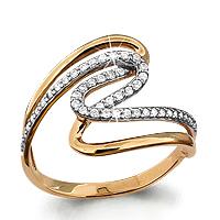 Золотое кольцо AQUAMARINE 62660А с фианитом 62660А фото