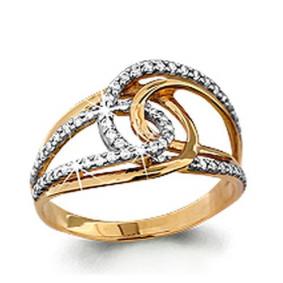 Золотое кольцо AQUAMARINE 62672А с фианитом 62672А фото