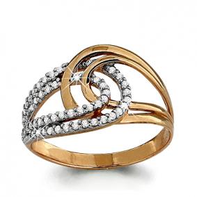 Золотое кольцо AQUAMARINE 62675А с фианитом 62675А фото