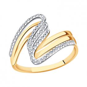 Золотое кольцо AQUAMARINE 62677А с фианитом 62677А фото