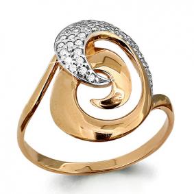 Золотое кольцо AQUAMARINE 62770А с фианитом 62770А фото