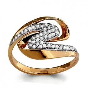 Золотое кольцо AQUAMARINE 62782А с фианитом 62782А фото