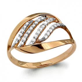 Золотое кольцо AQUAMARINE 62788А с фианитом 62788А фото