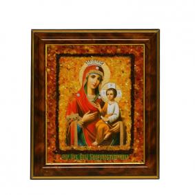 Икона ручной работы Божией Матери Скоропослушница ИП Шавкунов ИН с янтарем 628250-м 628250-м фото
