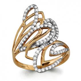 Золотое кольцо AQUAMARINE 62948А с фианитом 62948А фото