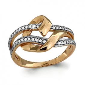 Золотое кольцо AQUAMARINE 62957А с фианитом 62957А фото