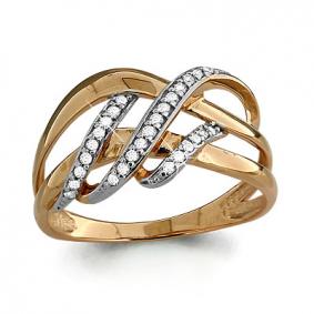 Золотое кольцо AQUAMARINE 62963А с фианитом 62963А фото