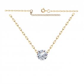 Золотое колье Золотые узоры 63-0012 с цирконием 63-0012 фото