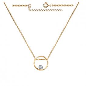 Золотое колье Золотые узоры 63-0014 с цирконием 63-0014 фото