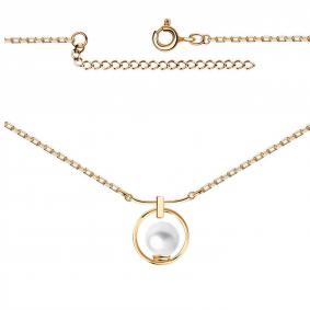 Золотое колье Золотые узоры 63-0057 с жемчугом 63-0057 фото