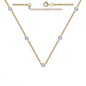 Золотое колье Золотые узоры 63-0064 с цирконием 63-0064 фото