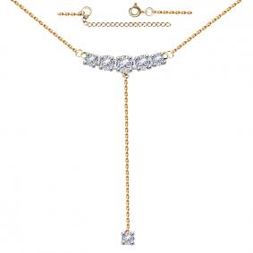 Золотое колье Золотые узоры 63-0082 с цирконием 63-0082 фото