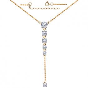 Золотое колье Золотые узоры 63-0085 с цирконием 63-0085 фото