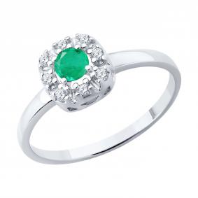 Серебряное кольцо SOKOLOV 63010001 с фианитом и изумрудом 63010001 фото