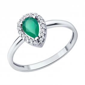 Серебряное кольцо SOKOLOV 63010005 с фианитом и изумрудом 63010005 фото
