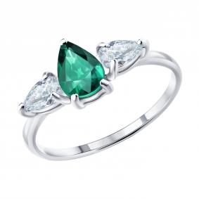 Серебряное кольцо SOKOLOV 63010006 с фианитом и изумрудом 63010006 фото