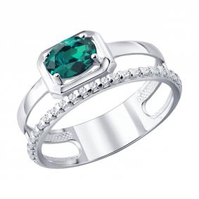 Серебряное кольцо SOKOLOV 63010007 с фианитом и изумрудом 63010007 фото