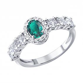 Серебряное кольцо SOKOLOV 63010009 с фианитом и изумрудом 63010009 фото