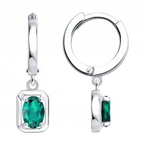 Серебряные серьги SOKOLOV 63020007 с изумрудом 63020007 фото