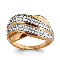 Золотое кольцо AQUAMARINE 63026А с фианитом 63026А фото