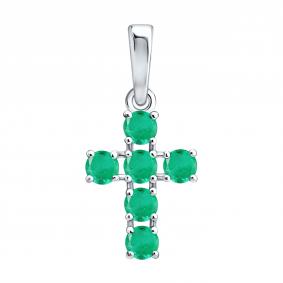 Серебряная подвеска SOKOLOV 63030002 с изумрудом 63030002 фото
