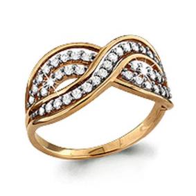 Золотое кольцо AQUAMARINE 63034А с фианитом 63034А фото