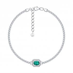 Серебряный браслет SOKOLOV 63050001 с фианитом и изумрудом 63050001 фото