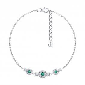 Серебряный браслет SOKOLOV 63050004 с фианитом и изумрудом 63050004 фото