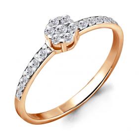 Золотое кольцо AQUAMARINE 63063А с фианитом 63063А фото