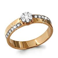 Золотое кольцо AQUAMARINE 63064А с фианитом 63064А фото