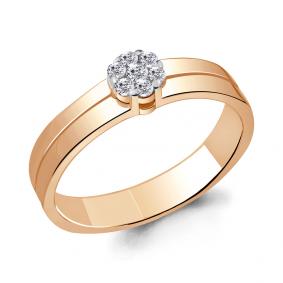 Золотое кольцо AQUAMARINE 63065А с фианитом 63065А фото