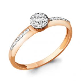 Золотое кольцо AQUAMARINE 63069А с фианитом 63069А фото