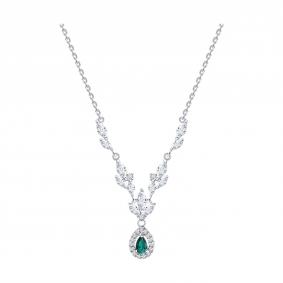 Серебряное колье SOKOLOV 63070001 с фианитом и изумрудом 63070001 фото