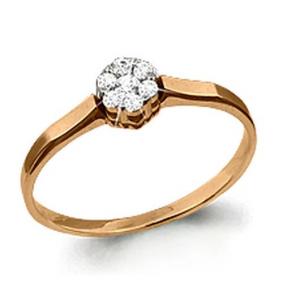 Золотое кольцо AQUAMARINE 63074А с фианитом 63074А фото