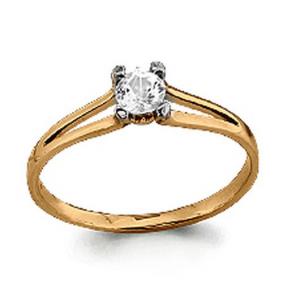 Золотое кольцо AQUAMARINE 63265 с фианитом и Swarovski 63265 фото