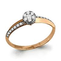 Золотое кольцо AQUAMARINE 63271 с фианитом 63271 фото