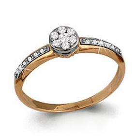 Золотое кольцо AQUAMARINE 63272А с фианитом и Swarovski 63272А фото