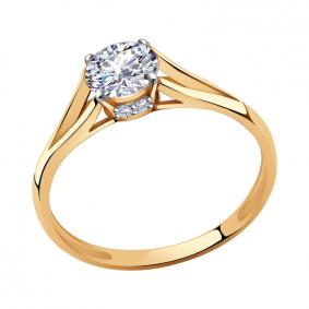 Золотое кольцо AQUAMARINE 63277А с фианитом и Swarovski 63277А фото