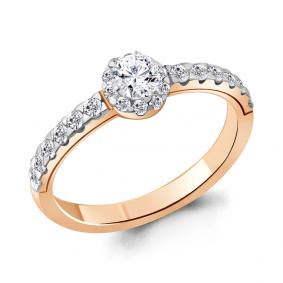 Золотое кольцо AQUAMARINE 63282А с фианитом и Swarovski 63282А фото