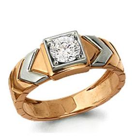 Золотое кольцо AQUAMARINE 63285 с фианитом 63285 фото