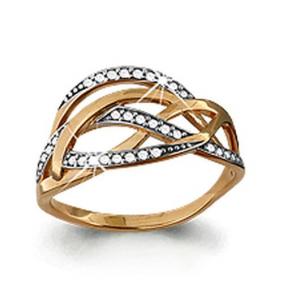 Золотое кольцо AQUAMARINE 63322А с фианитом 63322А фото