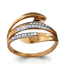 Золотое кольцо AQUAMARINE 63428А с фианитом 63428А фото