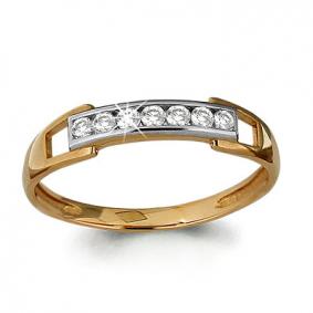 Золотое кольцо AQUAMARINE 63452А с фианитом 63452А фото