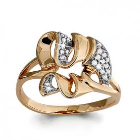 Золотое кольцо AQUAMARINE 63466А с фианитом 63466А фото