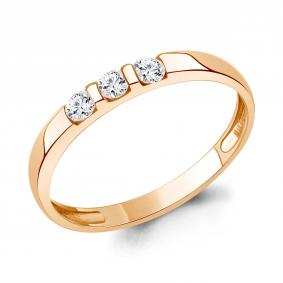 Золотое кольцо AQUAMARINE 63506 с фианитом 63506 фото