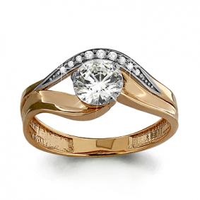 Золотое кольцо AQUAMARINE 63549А с фианитом и Swarovski 63549А фото